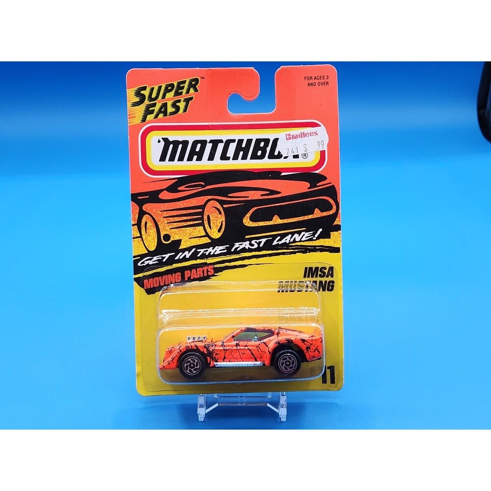 Vintage 1996 Matchbox 1983 IMSA Mustang Super Fast Orange Moving Parts New
